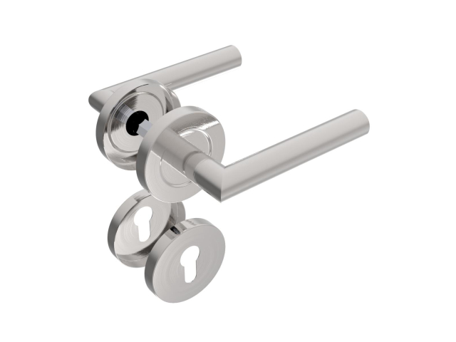 Door handle with plate, pair AISI 304, K320